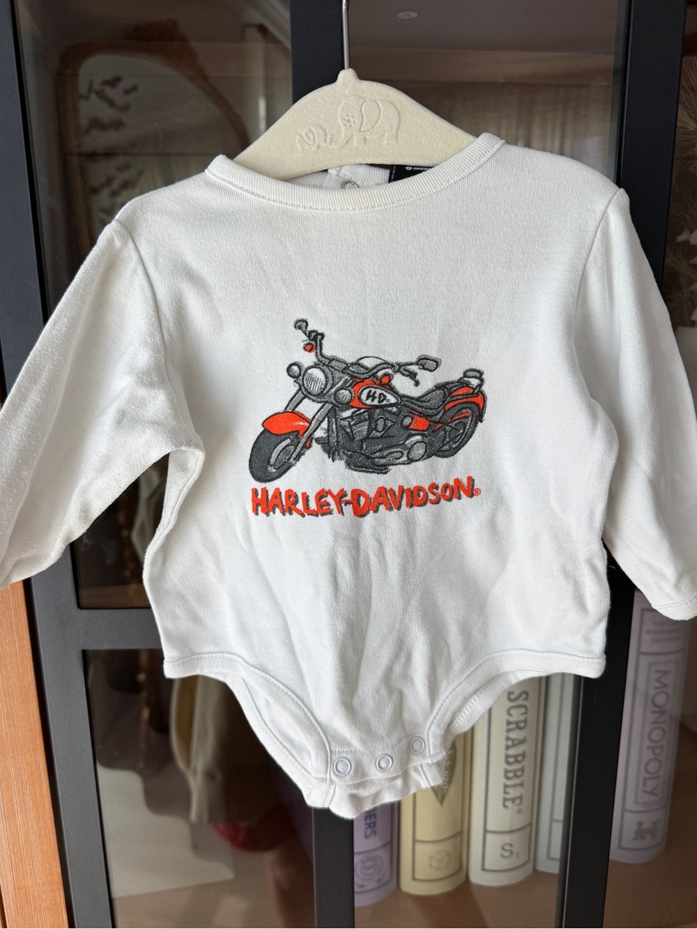 Vintage Harley-Davidson onesie bodysuit retro motorcycle biker long sleeve baby